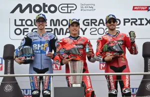 Alex Marquez - Marc Marquez - Pecco Bagnaia, Podium Jerman Sachsenring 2025