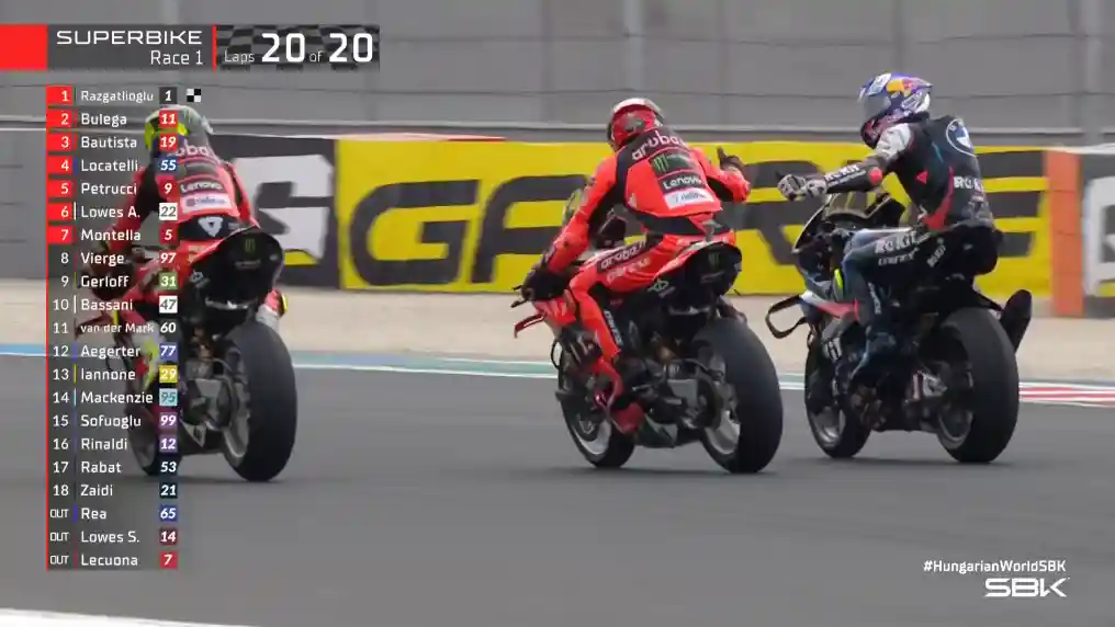 Hasil Race 1 WSBK Hungaria 2025: Toprak Razgatlioglu Menang 1 Hasil Race 1 WSBK Hungaria 2025