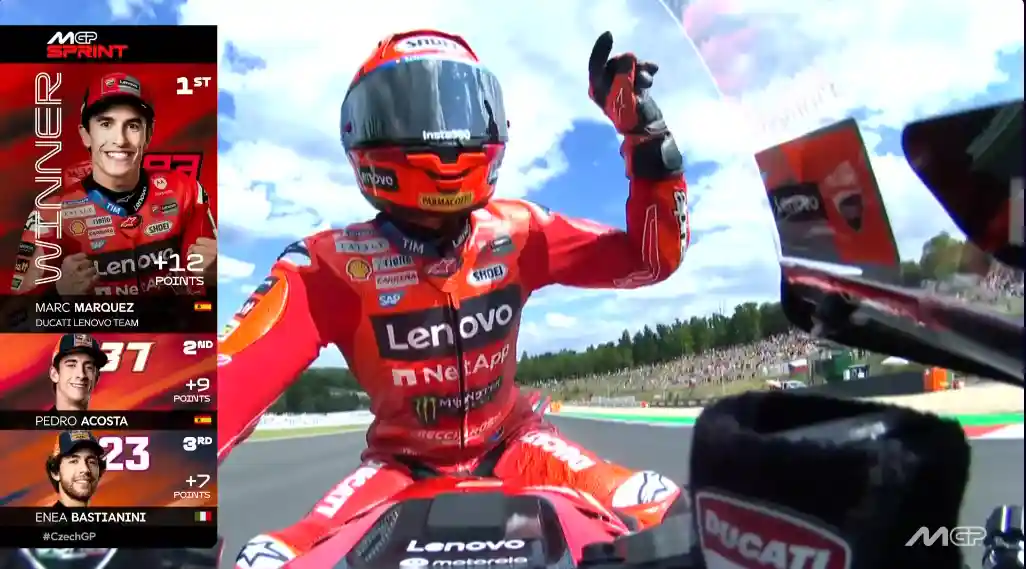 Hasil Sprint Race MotoGP Ceko 2025: Marc Menang.. Lolos Investigasi Tekan Ban! 1 Hasil Sprint Race MotoGP Ceko 2025