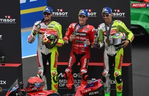 Fabio Di Giannantonio- Marc Marquez - Franco Morbidelli - podium sprint Hungaria 2025