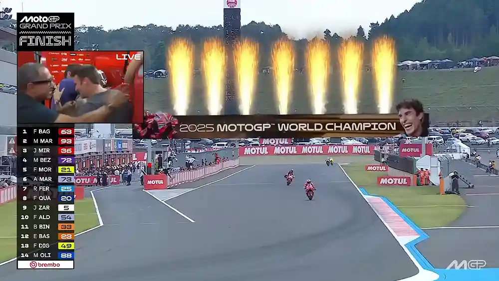 Marc Marquez Juara Dunia MotoGP 2025: Sempat Ketar-Ketir Gara-Gara Asap Motor Bagnaia di Motegi! 2 Hasil Race MotoGP Jepang 2025