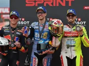 Alex Marquez - Pedro Acosta - Fabio Di Giannantonio - Podium Sprint Valencia 2025