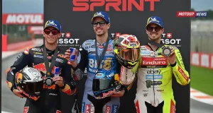 Alex Marquez - Pedro Acosta - Fabio Di Giannantonio - Podium Sprint Valencia 2025