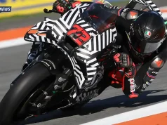 Marco Bezzecchi dengan RS-GP Kamuflase di Tes Pasacmusim Valencia 2025
