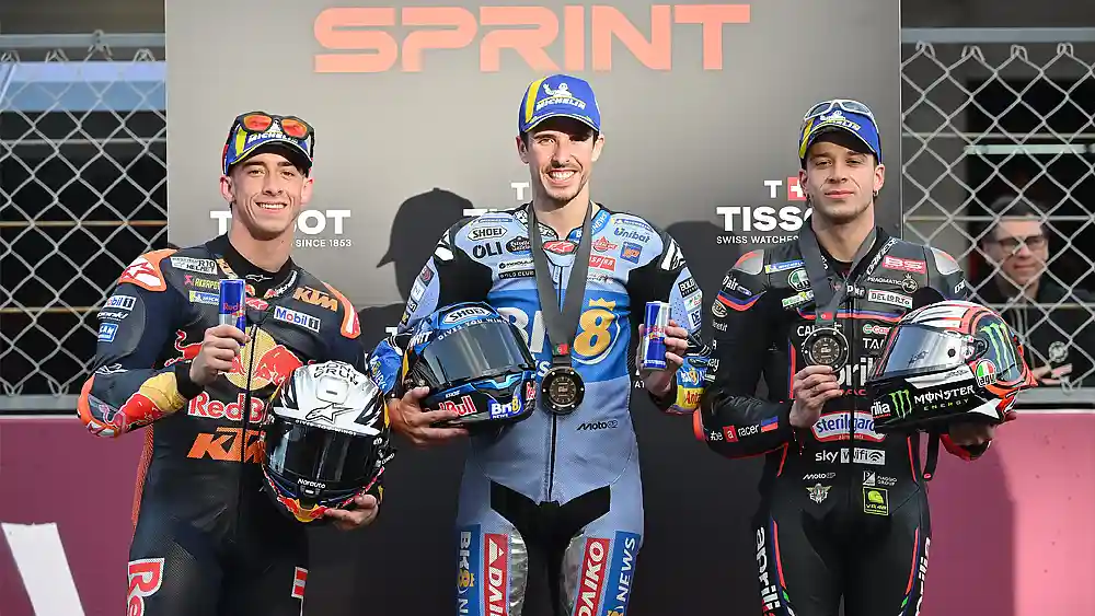 Klasemen Pembalap MotoGP Usai Sprint Grand Prix Portugal 2025 1 Podium Sprint Portugal 2025 - Alex Marquez - Pedro Acosta - Marco Bezzecchi