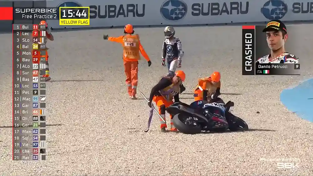 Hasil FP2 WSBK Hungaria 2026 - Danilo Petrucci Crash
