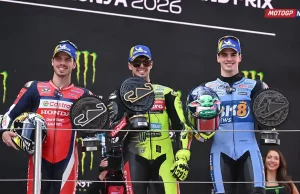 Podium Catalunya 2026 - Fabio Di Giannantonio -Joan Mir (batal) - Fermin Aldeguer