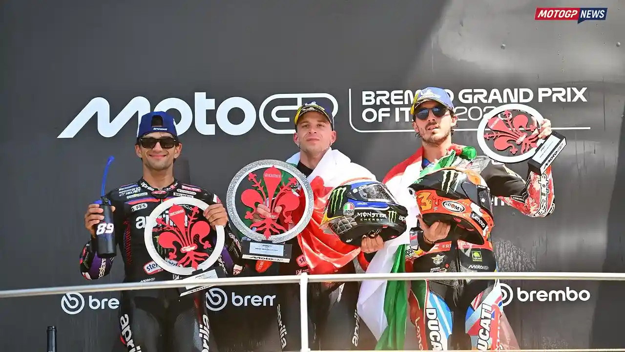 Pecco Bagnaia: Saya Tidak Memberi Ai Ogura Celah Sedikit Pun 3 Podium MotoGP Italia 2026 - Marco Bezzecchi - Jorge Martin - Pecco Bagnaia