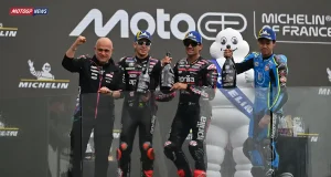 Podium MotoGP Prancis 2026 - Jorge Martin - Marco Bezzecchi - Ai Ogura