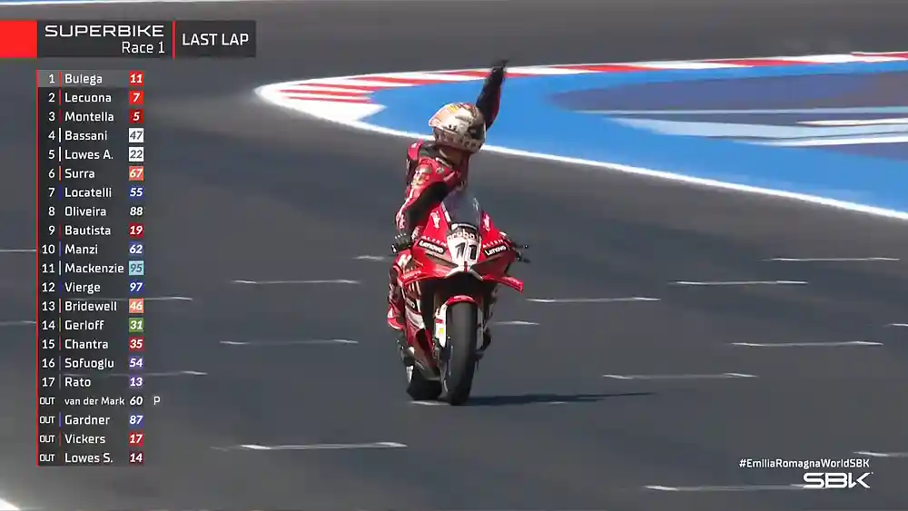 Hasil Race 1 WSBK Emilia Romagna 2026: Nicolo Bulega Menang, Ducati Kuasai Dua Posisi Terdepan 1 Hasil Race 1 WSBK Emilia Romagna 2026