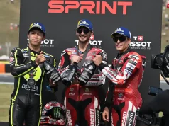Pecco Bagnaia - Ai Ogura - Marc Marquez - Podium Sprint MotoGP Ceko 2026 di Brno