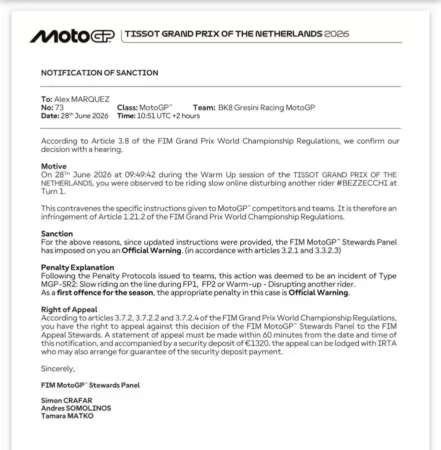 Peringatan Alex Marquez