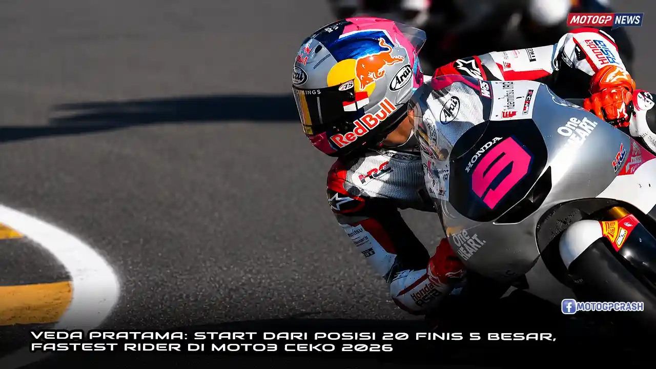 Veda Pratama-Start dari Posisi 20 Finis 5 Besar, Fastest Rider di Moto3 Ceko 2026