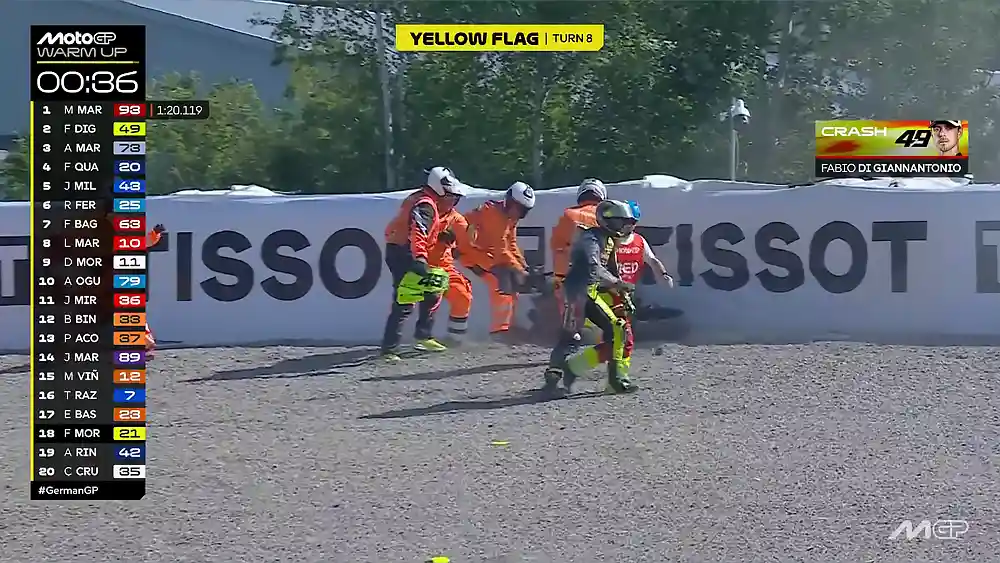Hasil Warm Up MotoGP Jerman 2026: Marc Marquez Pimpin, Fabio Di Giannantonio Sempat Crash 1 Fabio Di Giannantonio - crash