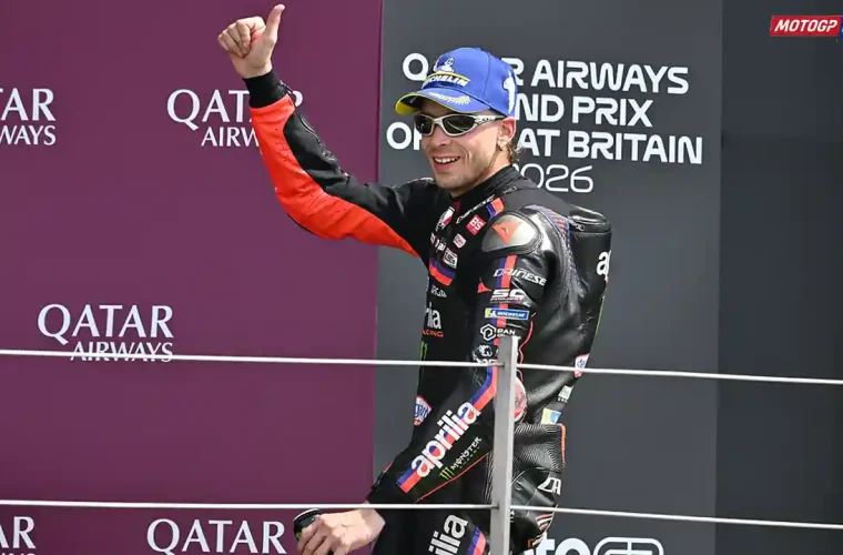 Marco Bezzecchi podium MotoGP Silverstone 2026