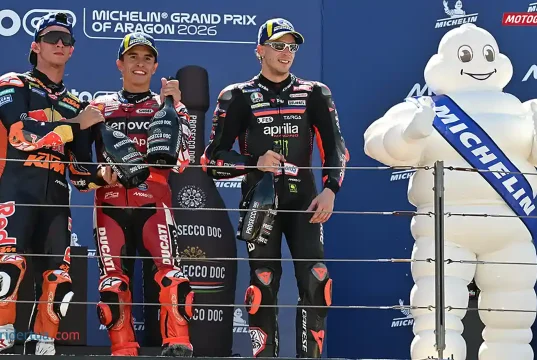 Podium Aragon 2026 - Marc Marquez - Pedro Acosta - Marco Bezzecchi