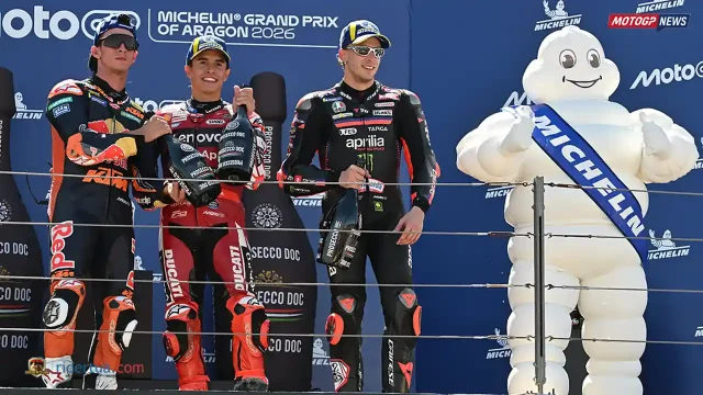 Podium Aragon 2026 - Marc Marquez - Pedro Acosta - Marco Bezzecchi Podium Aragon 2026 - Marc Marquez - Pedro Acosta - Marco Bezzecchi