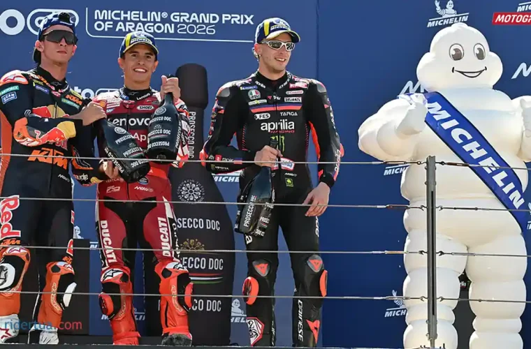 Podium Aragon 2026 - Marc Marquez - Pedro Acosta - Marco Bezzecchi